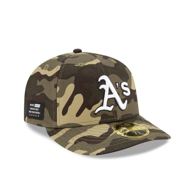 Green Oakland Athletics Hat - New Era MLB Armed Forces Weekend Low Profile 59FIFTY Fitted Caps USA2469501